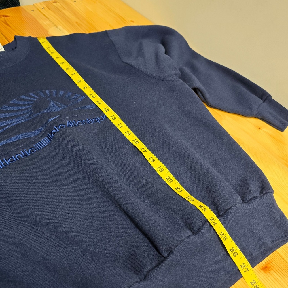Vintage Fruit of the Loom Atlantic Sweatshirt Mens XL Navy Embroidered 90s - Picture 8 of 9